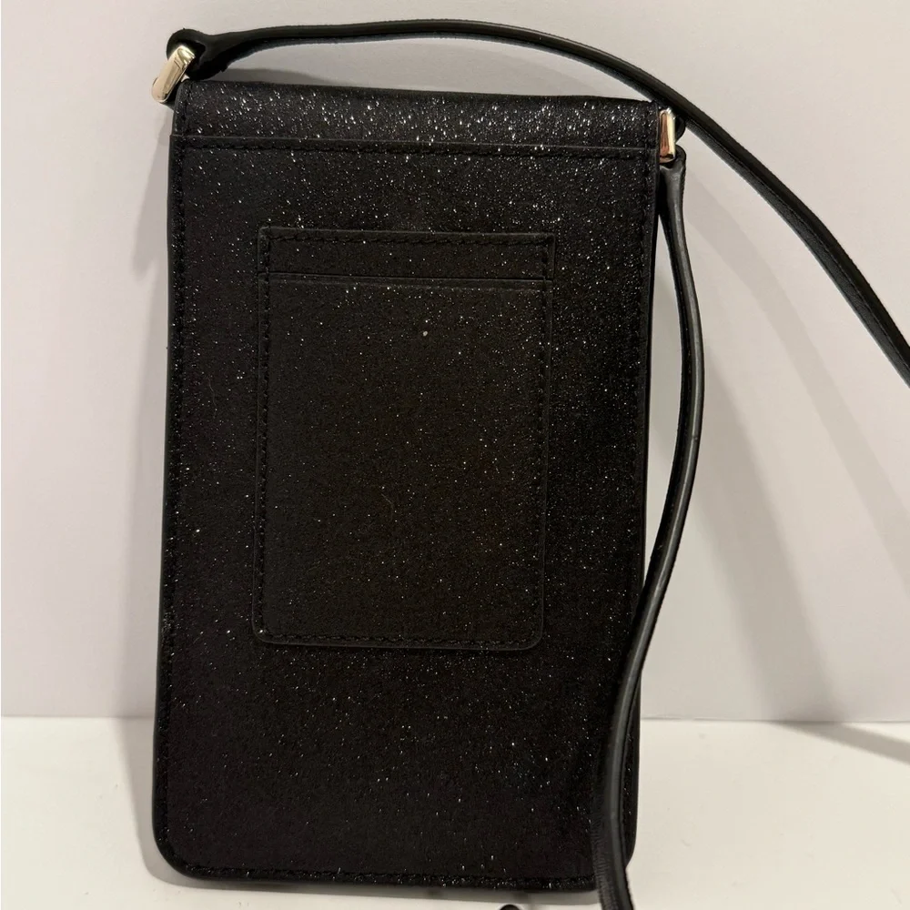 Kate Spade Lola Black Glitter Cellphone Flap Crossbody